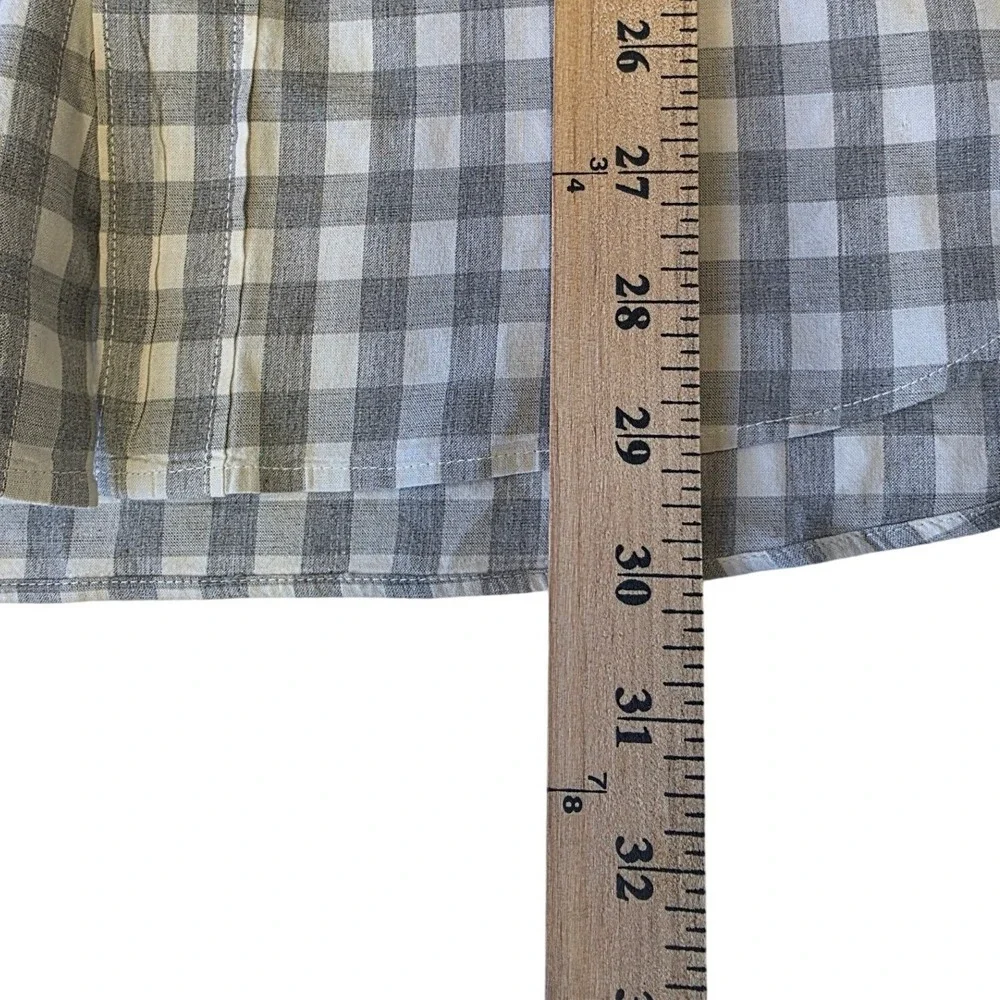 J.Crew Secret Wash Shirt Mens Medium Grey Gingham Organic Cotton Stretch Classic